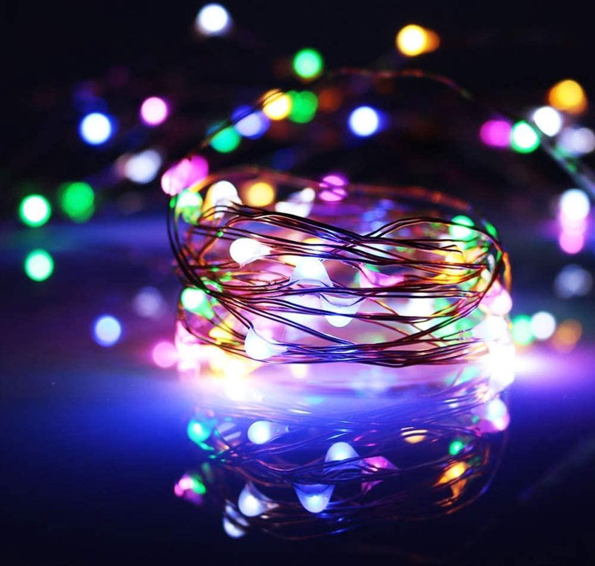Guirlande lumineuse féérique à LED de 5 m avec 100 LED multicolores, fonctionnant sur piles, pour une ambiance romantique et lumineuse, idéale pour Noël.