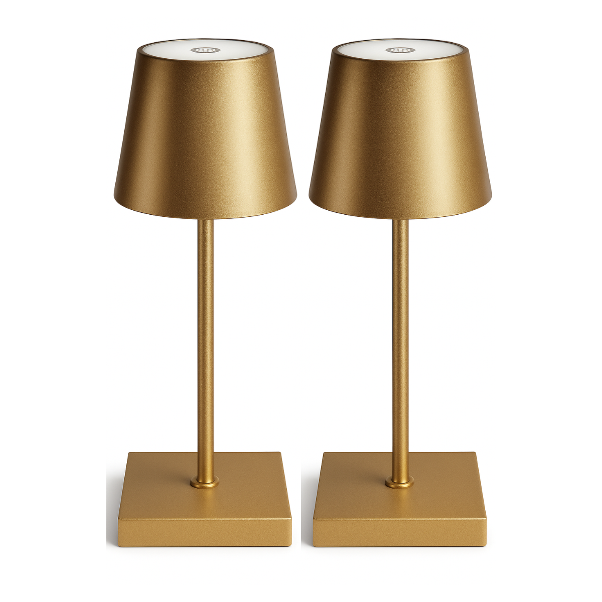 Lot de 2 lampes de table rechargeables, à intensité variable, étanches, 26 cm, dorées, conformes aux normes néerlandaises.