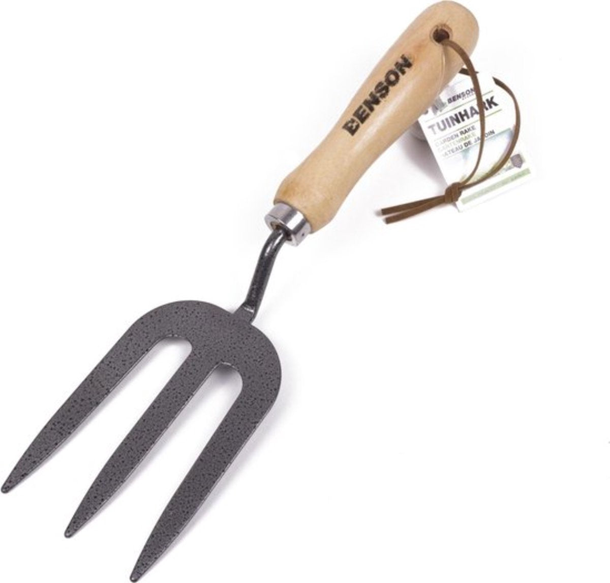 Râteau de jardin à main 30 cm en métal et bois