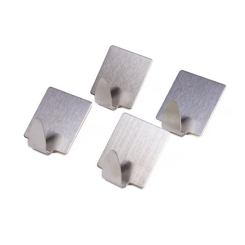 Crochet porte-serviettes adhésif carré en acier inoxydable, lot de 4