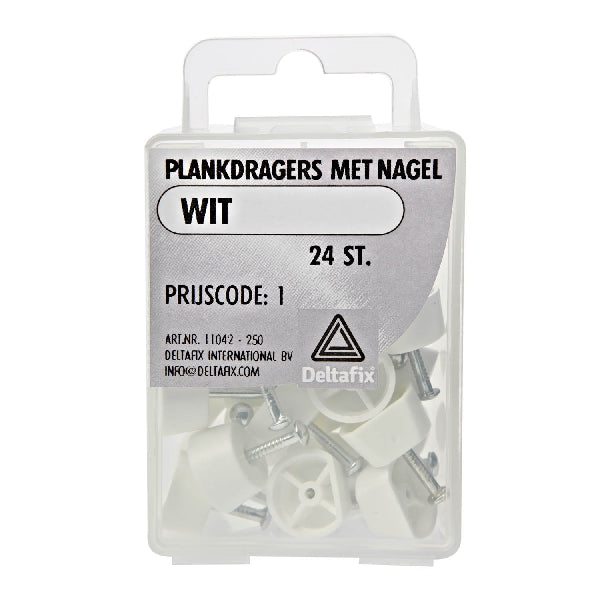 Regalwinkel mit Nagel, weiß, 24 Stück, 10 x 5 mm