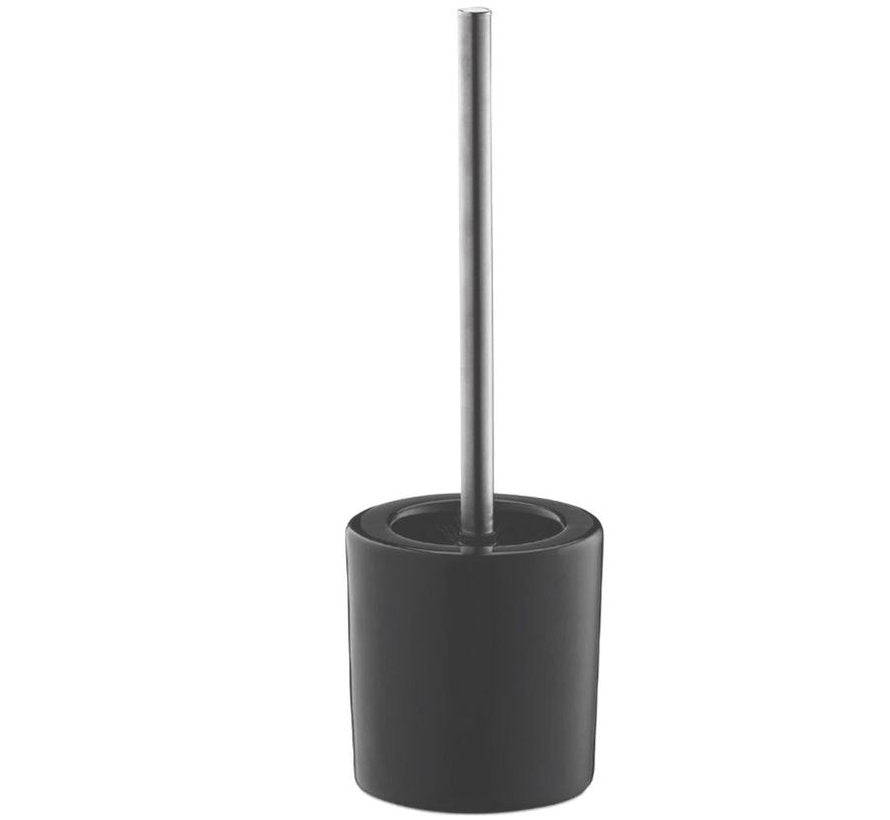 Brosse WC en céramique avec support - 40 cm - Noire