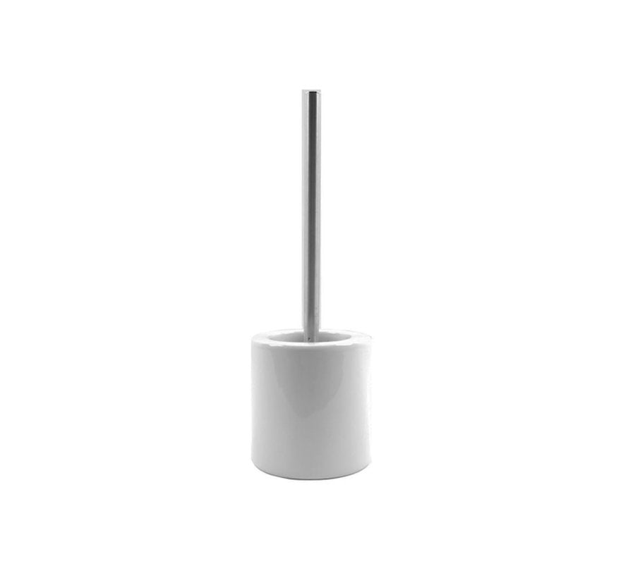 Brosse WC en céramique avec support - 40 cm - Blanche