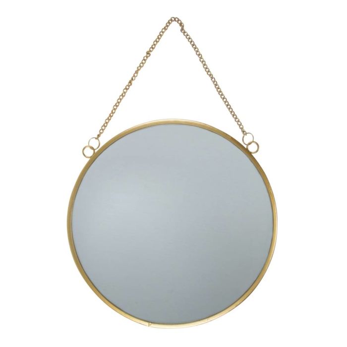 Miroir rond doré avec chaînette de suspension Ø 20 cm
