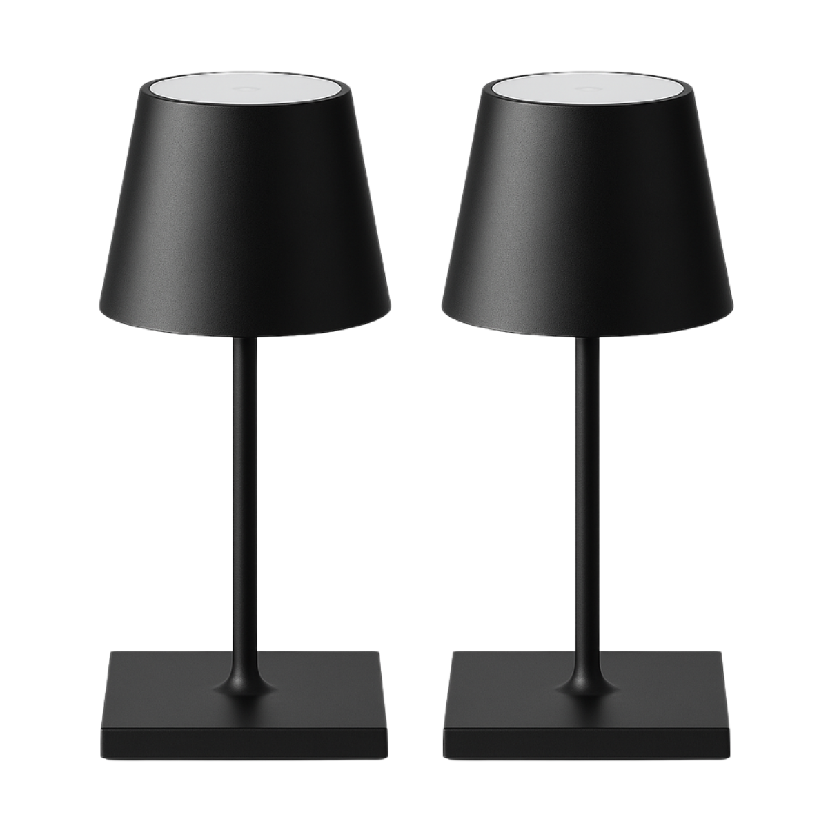 Lot de 2 lampes de table rechargeables, à intensité variable, étanches, 26 cm, noires, conformes aux normes néerlandaises.