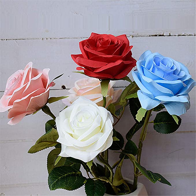 Rose artificielle rouge 76 cm, plante artificielle, branche artificielle