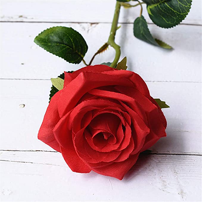 Rose artificielle rouge 76 cm, plante artificielle, branche artificielle