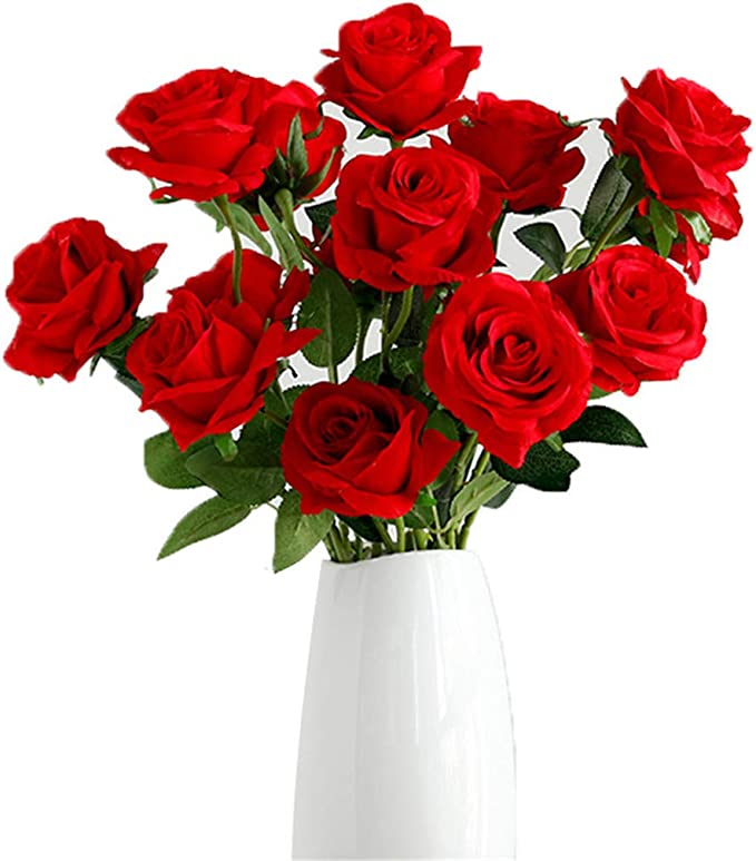Rose artificielle rouge 76 cm, plante artificielle, branche artificielle