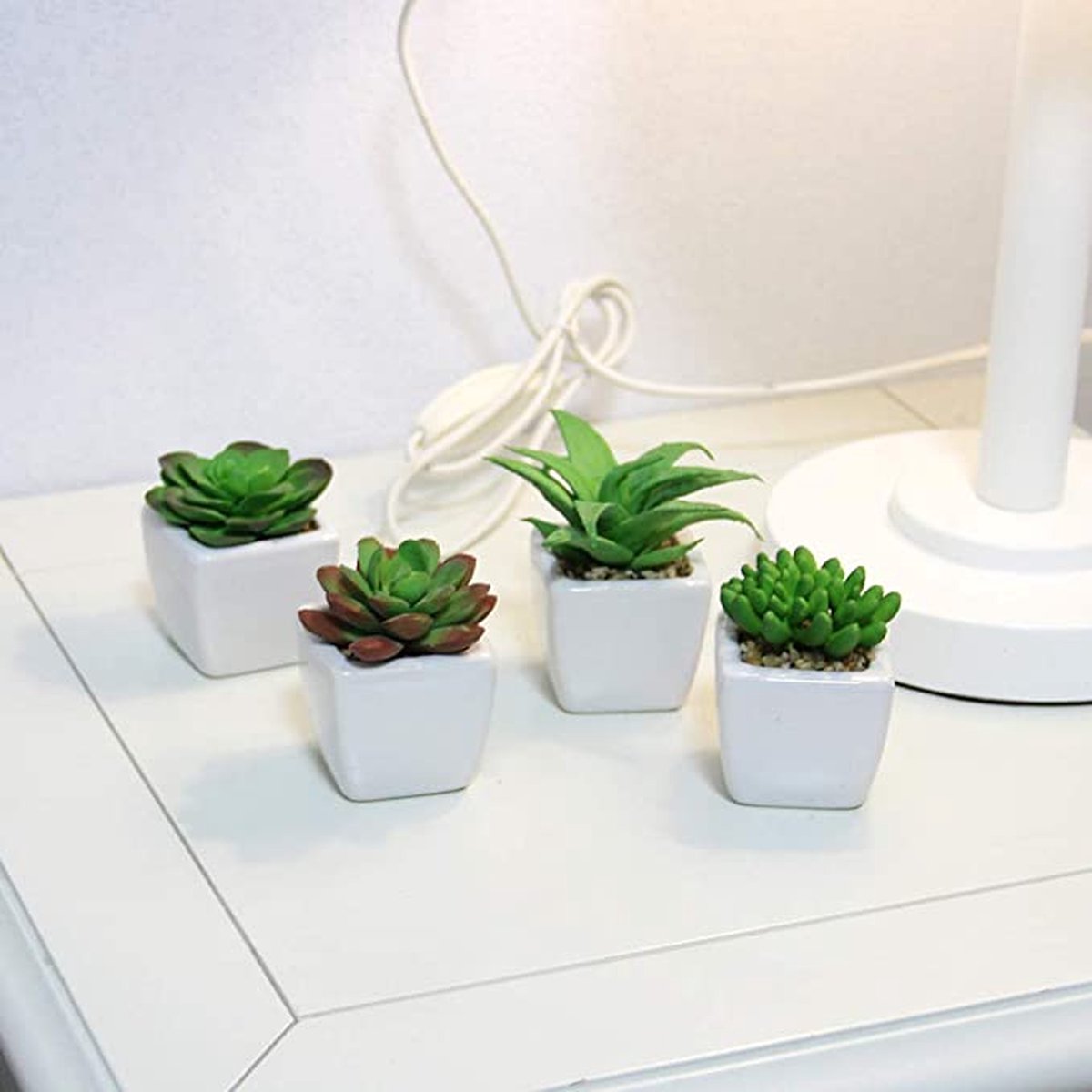 Plantes artificielles - Succulentes en pot - Plantes d'intérieur - Fausses plantes - Lot de 4