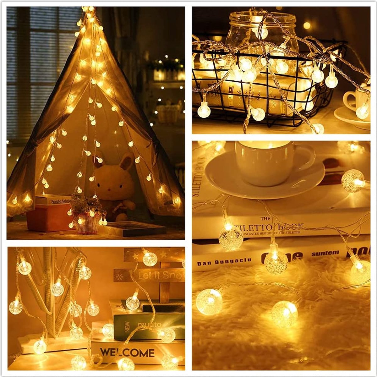 Lichtslinger Crystal 10m met 100 Warm Witte LED Lampen