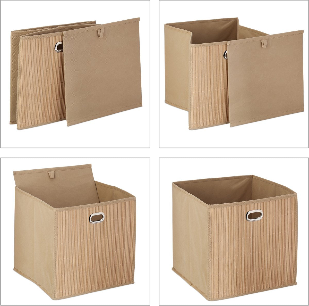 Panier de rangement en bambou marron