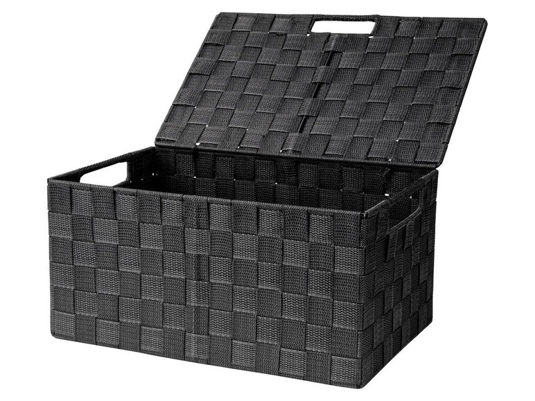 Panier de rangement avec couvercle noir