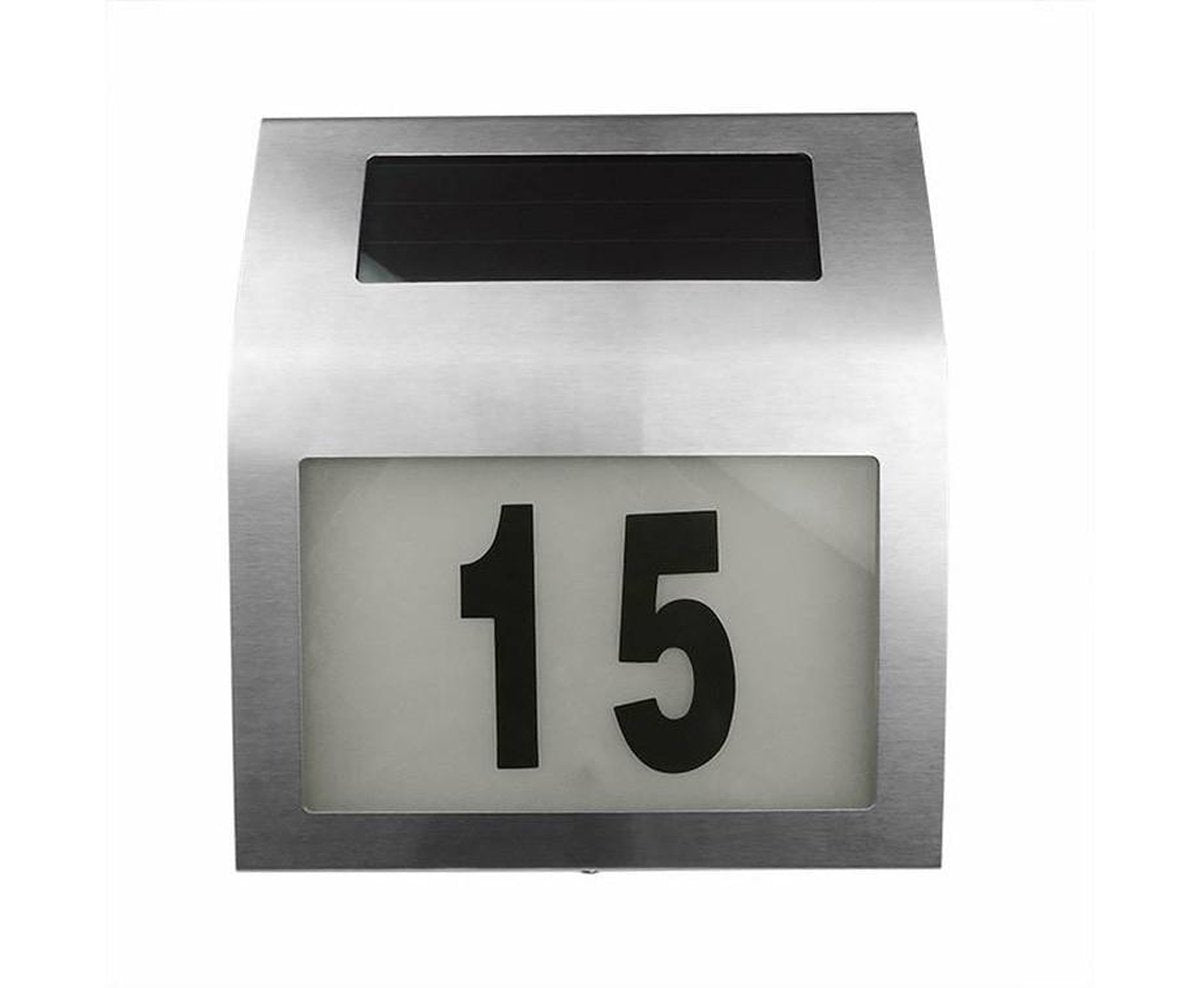 LED Buitenlamp Zonne-Energie RVS Met Huisnummer