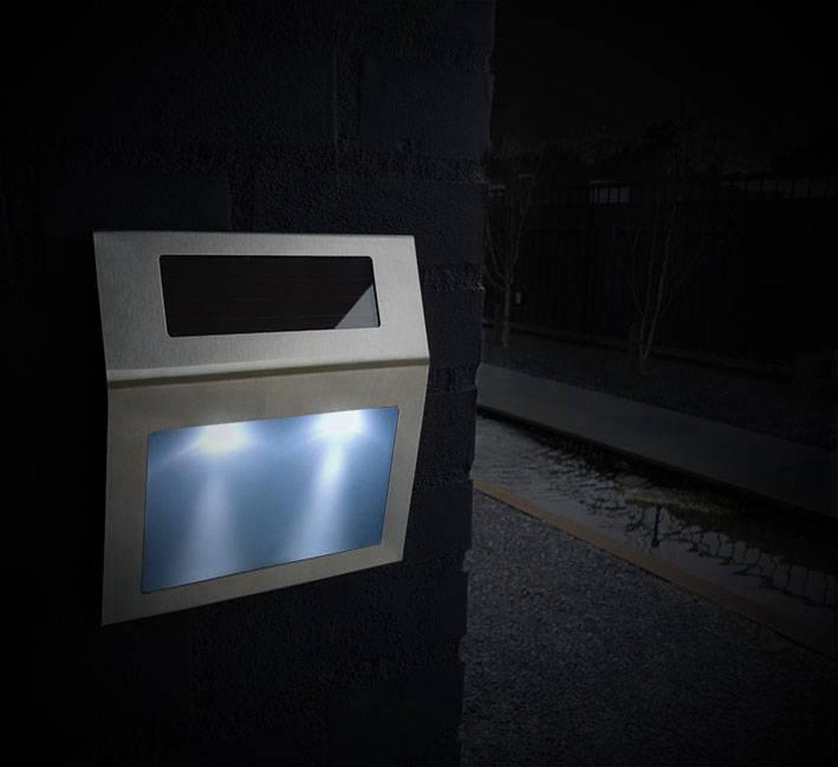 LED Buitenlamp Zonne-Energie RVS Met Huisnummer