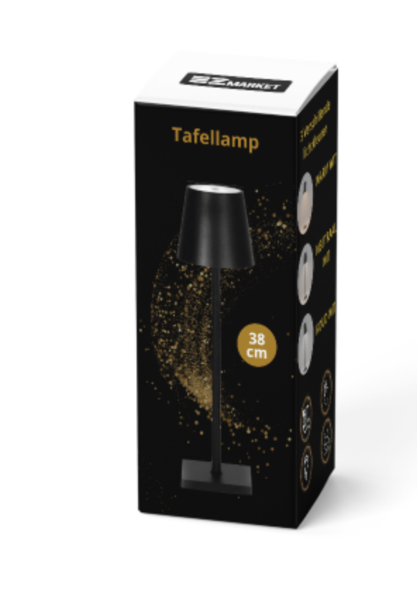 Lampe de table rechargeable noire étanche, lampe de bureau à intensité variable, 38 cm (lot de 6)