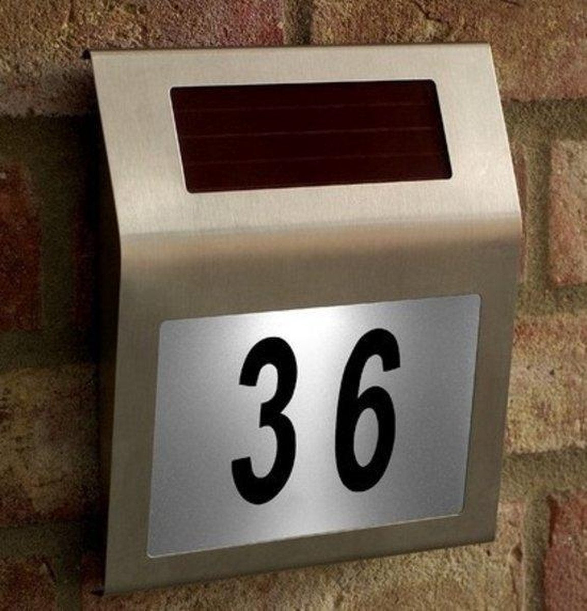 LED Buitenlamp Zonne-Energie RVS Met Huisnummer