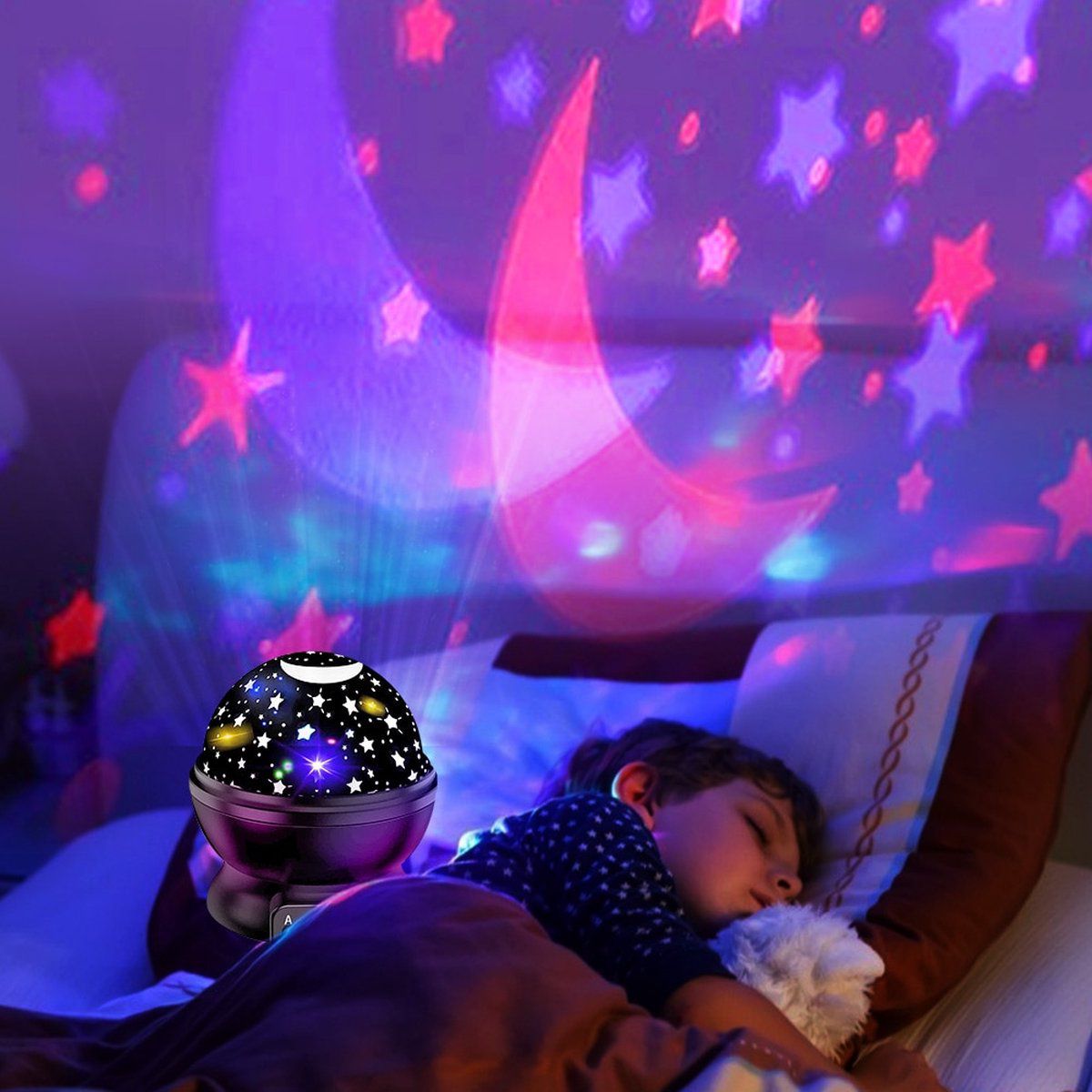 Projecteur d'étoiles pour bébés (avec piles). Veilleuse. Aide au sommeil.