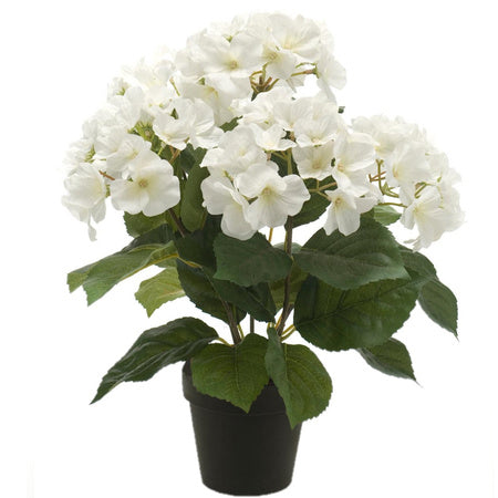 Pot de plante artificielle Hortensia blanc 32 cm