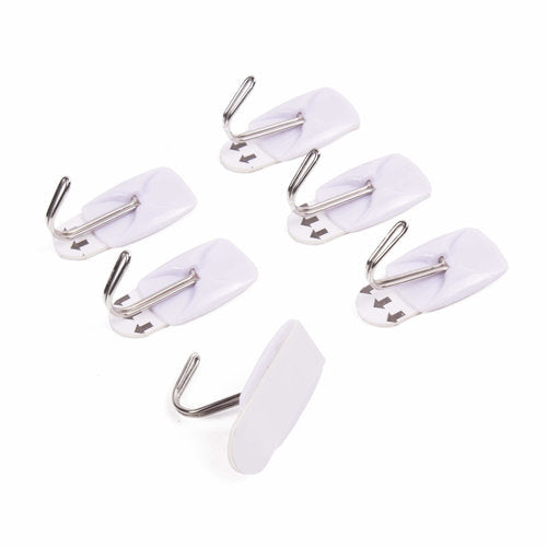 Lot de 6 crochets autocollants amovibles blancs de 2,1 x 3 cm