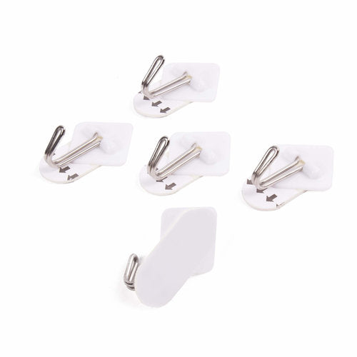 Lot de 5 crochets auto-adhésifs amovibles - 3,3 x 3,3 cm - Blanc