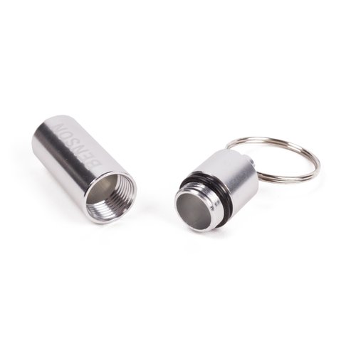 Boîte à pilules en aluminium argenté pour porte-clés - 52 x - Ø 14 mm