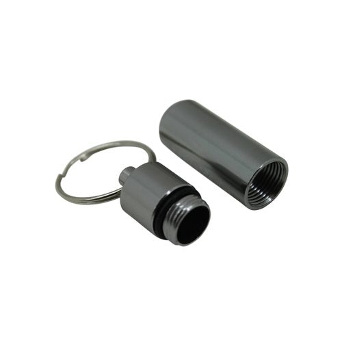 Boîte à pilules en aluminium argenté pour porte-clés - 52 x - Ø 14 mm