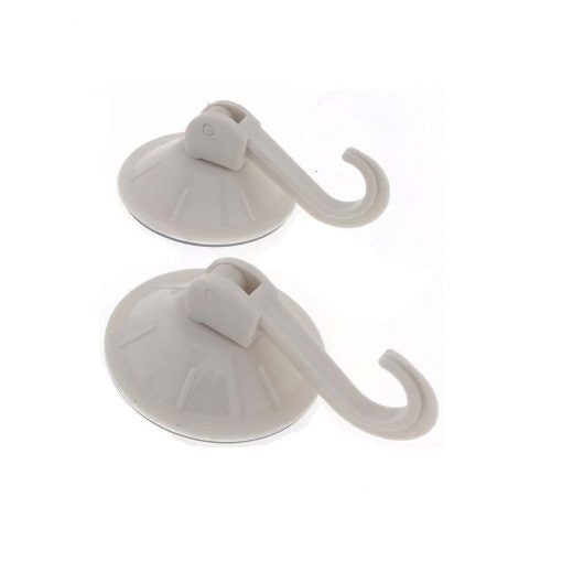 Ventouse avec crochet en plastique blanc, 2 pièces, Ø55 mm