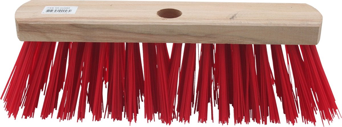 Balai de rue 29 cm avec poils en fibres synthétiques rouges