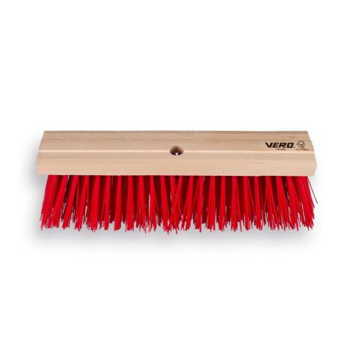 Balai de rue 35 cm avec poils en fibres synthétiques rouges