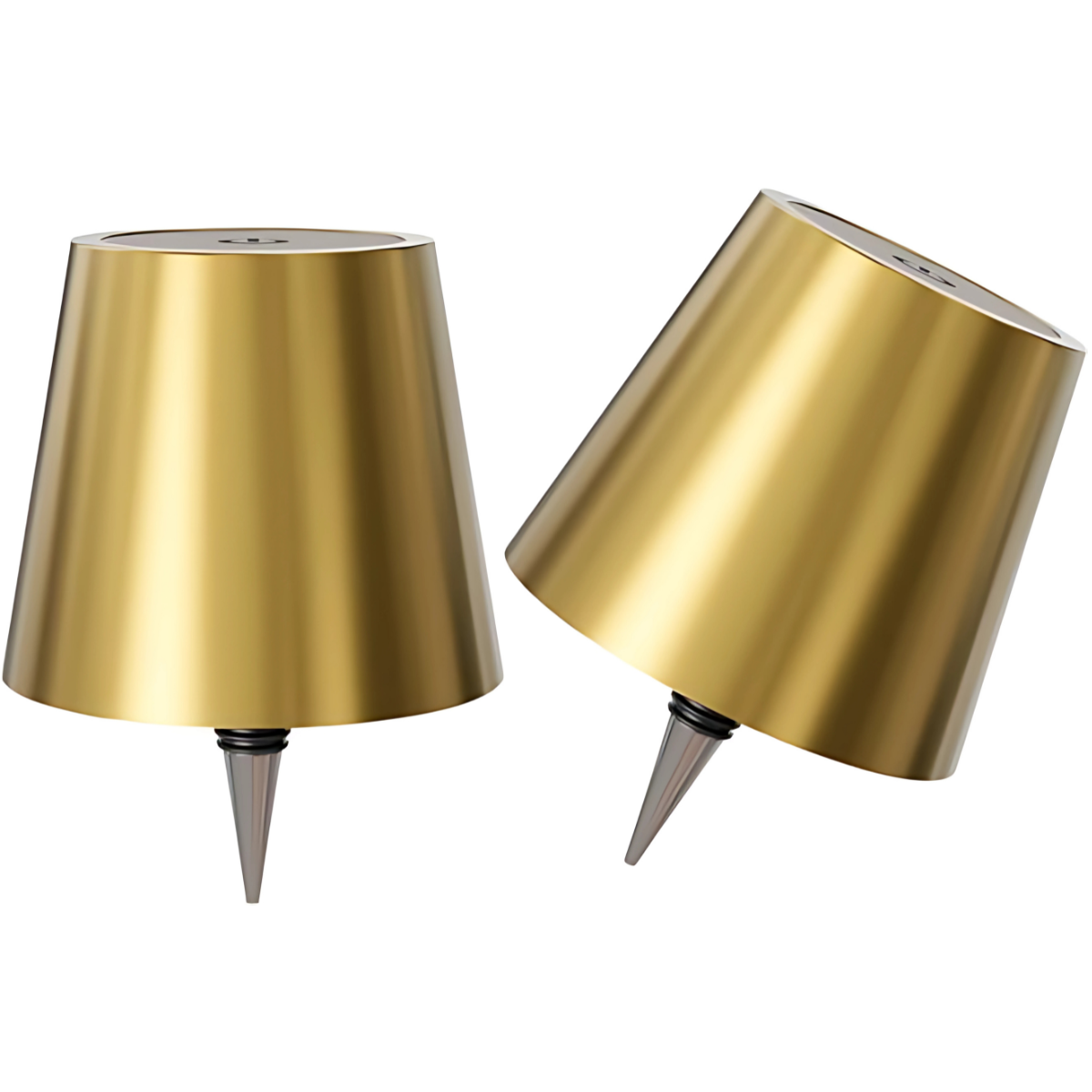 Lot de 2 lampes rechargeables pour bouteilles - Lampe de table à intensité variable - Aluminium - Étanche - Doré - Norme néerlandaise