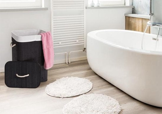 Panier à linge en bambou noir 65 L