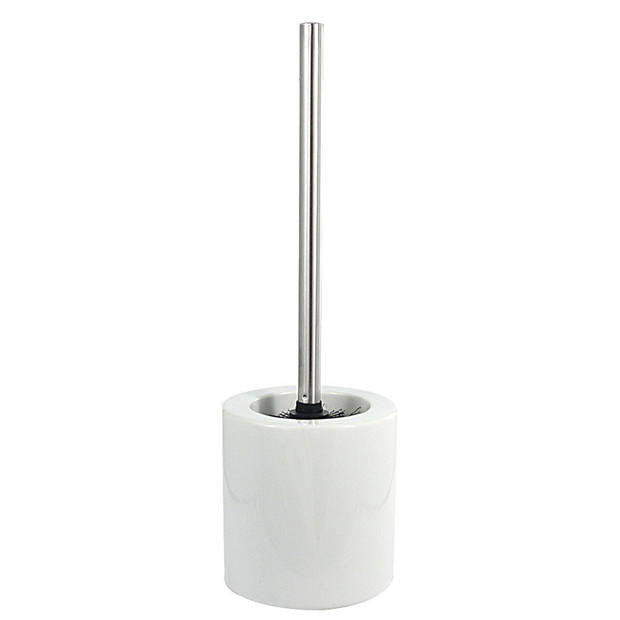 Brosse WC en céramique avec support - 40 cm - Blanche