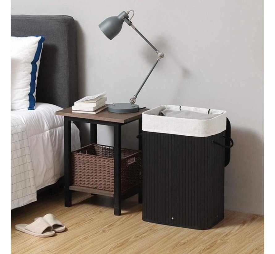 Panier à linge en bambou noir 65 L