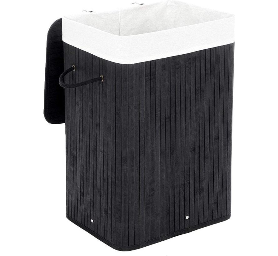 Panier à linge en bambou noir 65 L