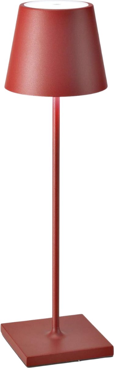 Lampe de table rechargeable rouge étanche, lampe de bureau à intensité variable, 38 cm