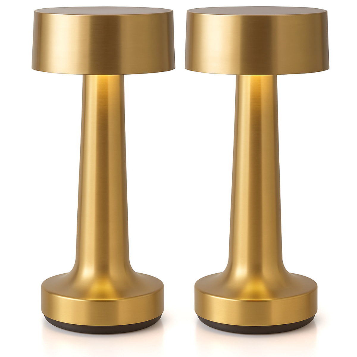 Lot de 2 lampes de table rechargeables, à intensité variable, étanches, 21 cm, dorées, conformes aux normes néerlandaises.