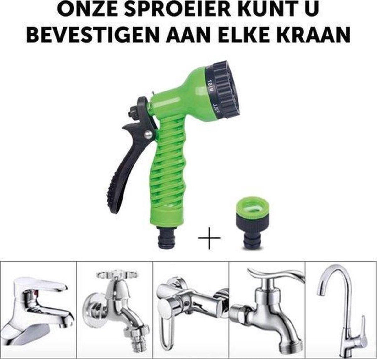 Tuinslang Tuinslag Flexibel 15 Meter Tuinslangen Uitrekbaar Met Koppelstuk 7 in 1 Sproeikop