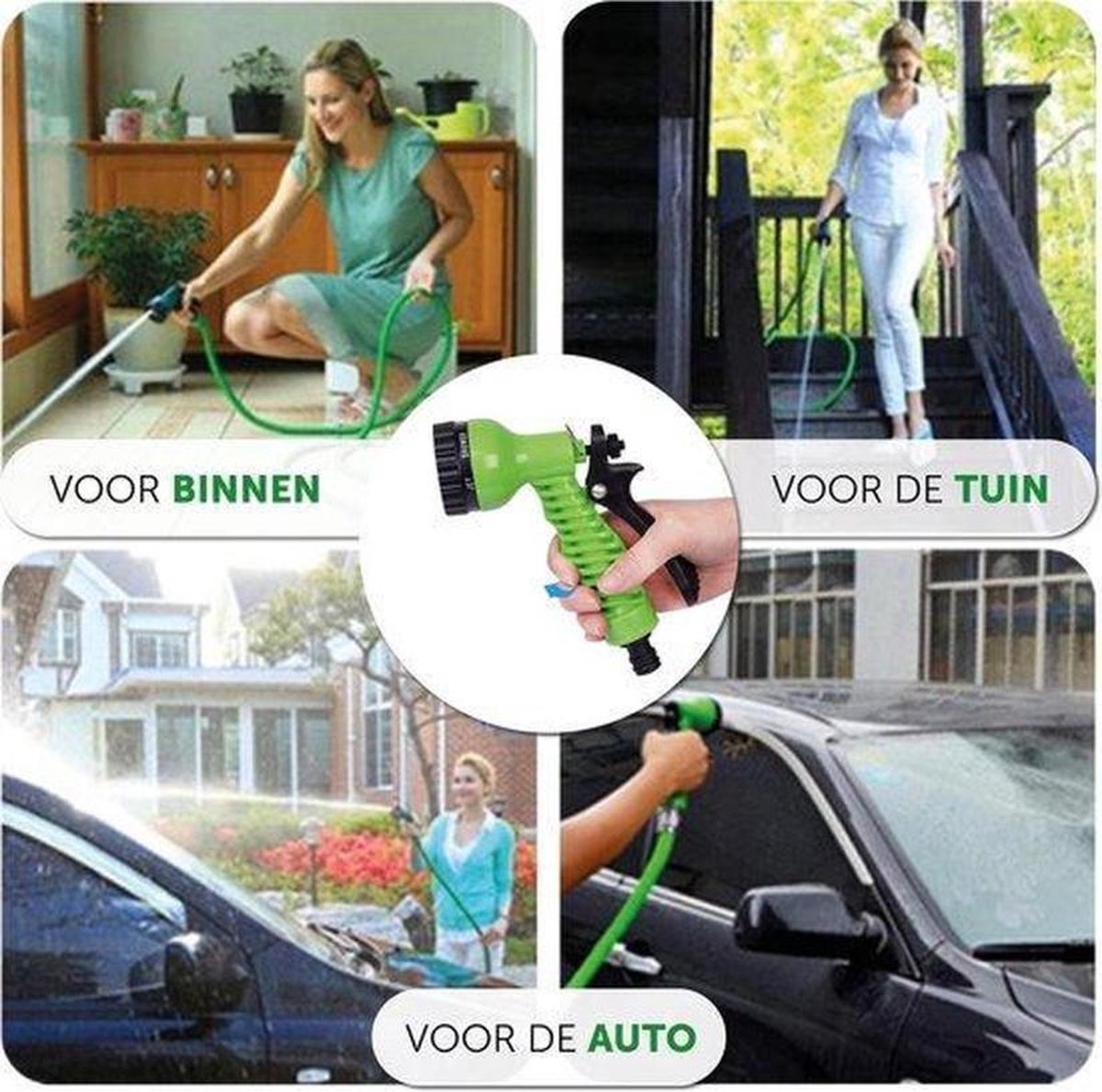 Tuinslang Tuinslag Flexibel 30 Meter Tuinslangen Uitrekbaar Met Koppelstuk 7 in 1 Sproeikop