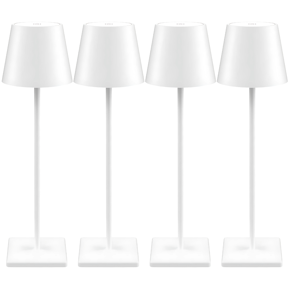 Lot de 4 lampes de table rechargeables, à intensité variable, étanches, 38 cm, blanches, conformes aux normes néerlandaises.