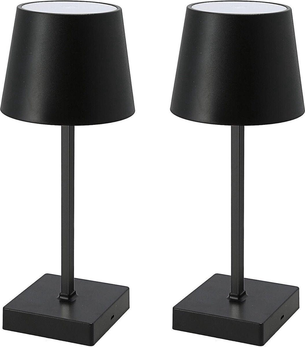 Oplaadbare Tafellamp Zwart Bureaulamp Dimbaar 26CM 2 stuks