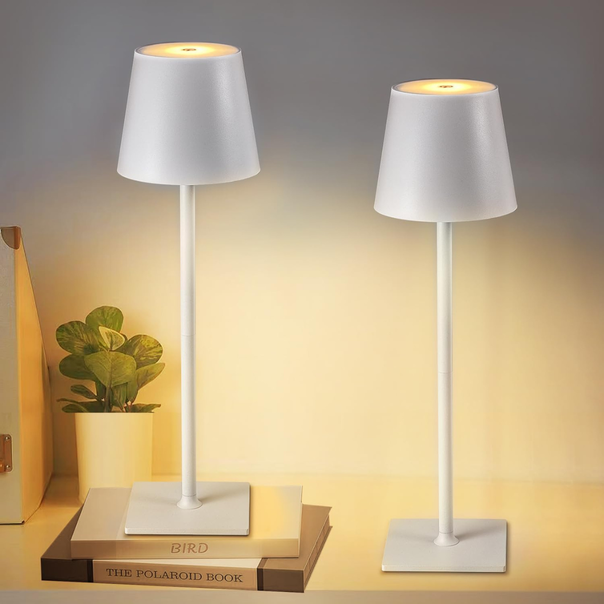 2 Stuks - Oplaadbare Tafellamp - Dimbaar - Waterdicht - 38CM - Wit- Dutch Standard