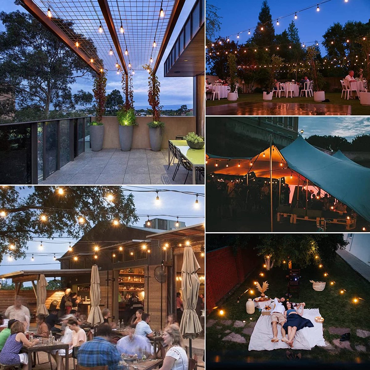 LED Feestverlichting Waterdicht lichtsnoer 7meter Warm Wit incl 10 lampen Voor Binnen en Buiten