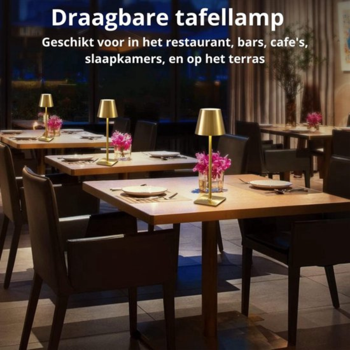 2 Stuks - Oplaadbare Tafellamp - Dimbaar - Waterdicht - 26CM - Goud - Dutch Standard