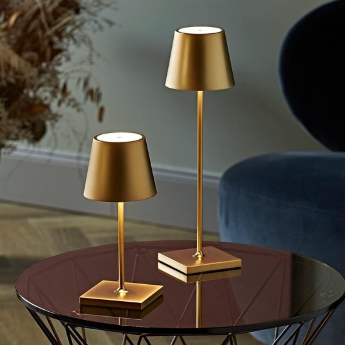 2 Stuks - Oplaadbare Tafellamp - Dimbaar - Waterdicht - 26CM - Goud - Dutch Standard