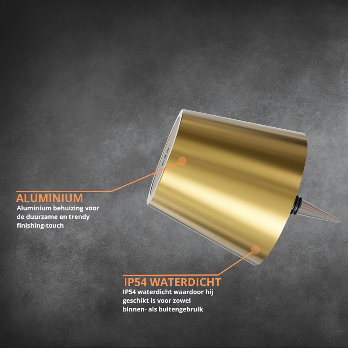 2 Stuks - Oplaadbare Flessenlamp - Dimbare Tafellamp - Aluminium - Waterdicht - Goud - Dutch Standard