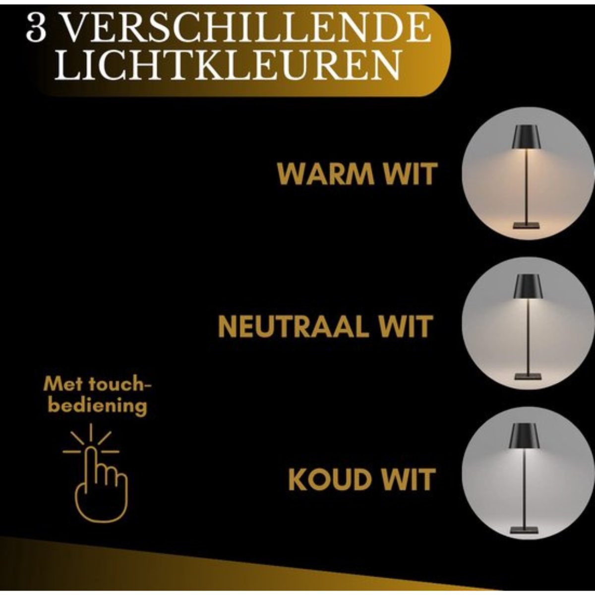 2 Stuks - Oplaadbare Tafellamp - Dimbaar - Waterdicht - 26CM - Wit - Dutch Standard