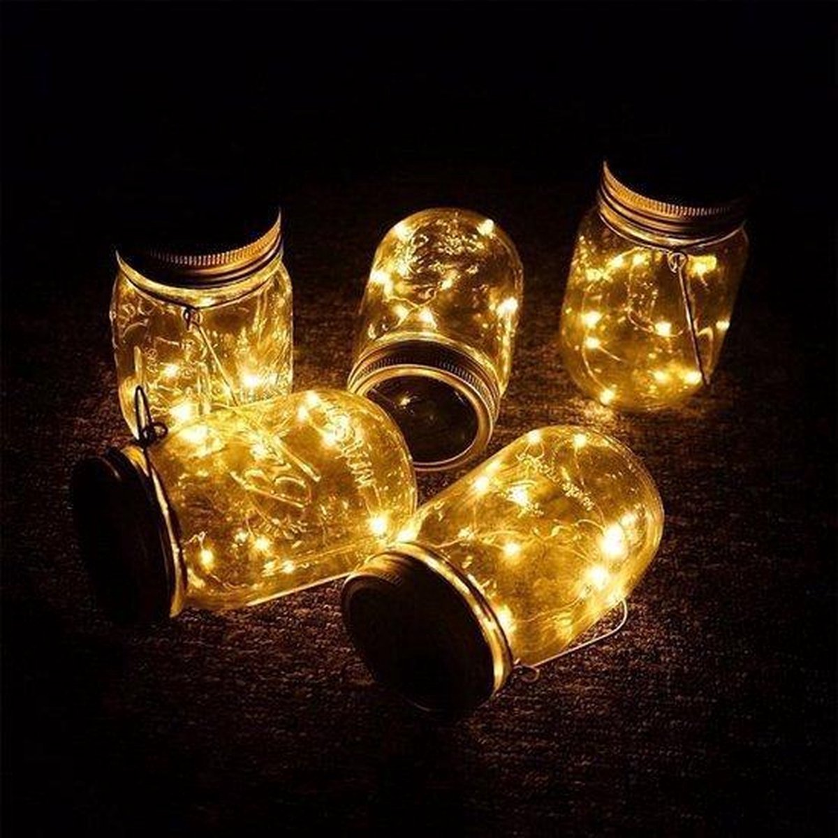 2 Stuks Tuinverlichting op zonne-energie- Tuinverlichting Weckpot Led Weckpotten Glas Waterdicht Solar Tuinverlichting op Zonneenergie