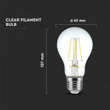 E27 LED Filament Lamp 4 Watt Transparant A60 2200K