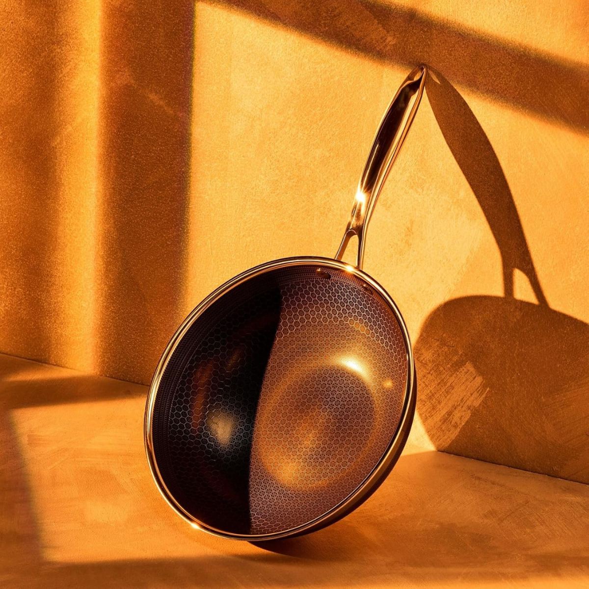 Poêle wok 28 cm - Acier inoxydable antiadhésif - Sans PFAS - Céramique - Diamant 