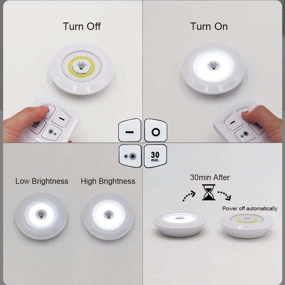 3 Stuks Draadloze ledlamp Kastverlichting Draadloze wandlamp Trapverlichting Draadloze ledspot Dimbaar Batterij